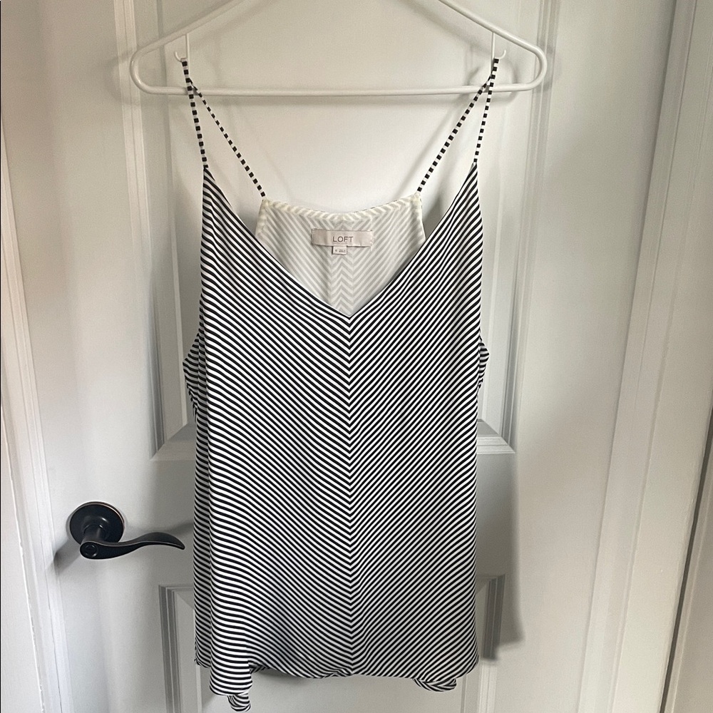 LOFT Black and White Chevron Camisole